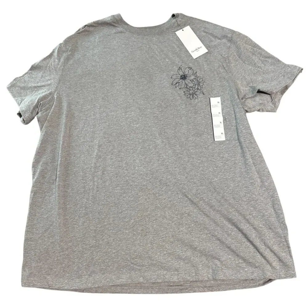 NWT Goodfellow & Co. Size XL Men Tee Shirt Floral Gray Crew Neck Causal Neutral - Picture 2 of 9